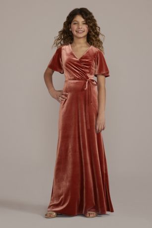 Picture of Velvet Flutter Sleeve Girls Dress