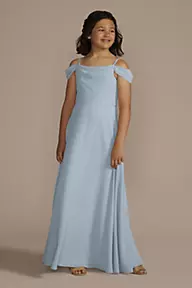 M_RAC Off-Shoulder Junior Bridesmaid Dresses Long Wedding Flower Girl Dress  for Teen Girls Party Pageant Gowns Chiffon 2 Baby Blue at  Women's  Clothing store