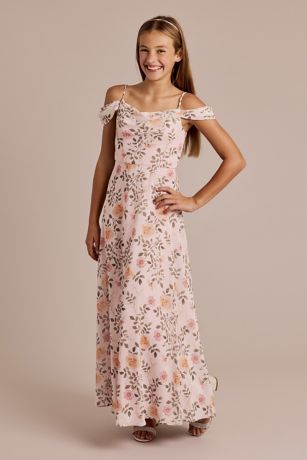 Picture of Floral Print Chiffon Swag Sleeve Junior Dress