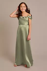 Crepe Satin Ruffle High-Low Bridesmaid Dress