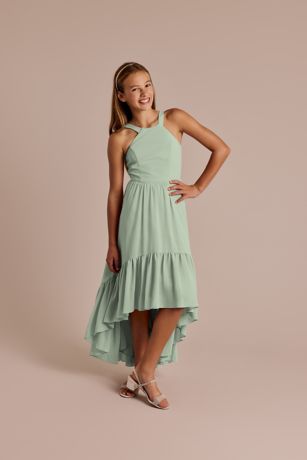 Picture of Chiffon High-Low Ruffle Hem Junior Dress