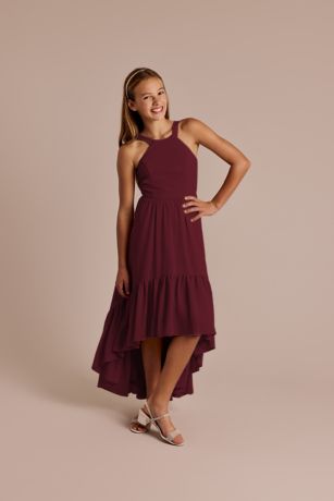 Picture of Chiffon High-Low Ruffle Hem Junior Dress