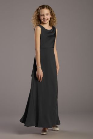Picture of Matte Satin Bow Back Cowl A-Line Girls Dress