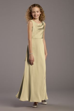 Picture of Matte Satin Bow Back Cowl A-Line Girls Dress