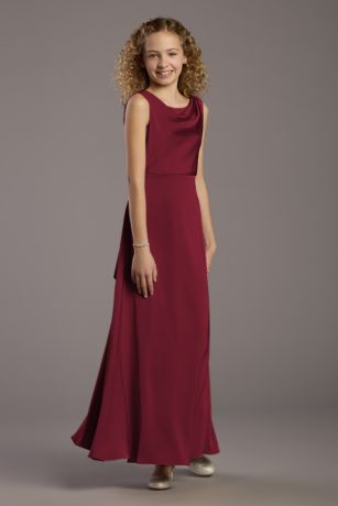 Picture of Matte Satin Bow Back Cowl A-Line Girls Dress