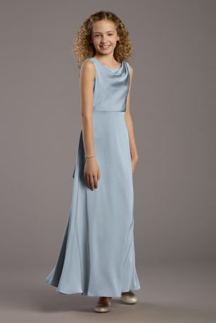 Picture of Matte Satin Bow Back Cowl A-Line Girls Dress