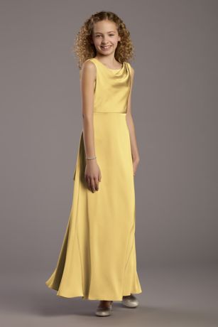 Picture of Matte Satin Bow Back Cowl A-Line Girls Dress