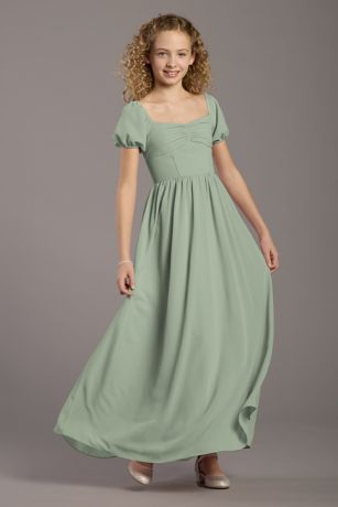 Picture of Chiffon Puff Sleeve A-Line Girls Dress