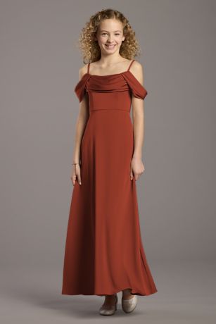 Picture of Matte Satin Cowl Neck A-Line Girls Dress