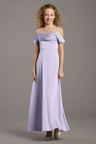 Picture of Matte Satin Cowl Neck A-Line Girls Dress