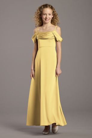 Picture of Matte Satin Cowl Neck A-Line Girls Dress