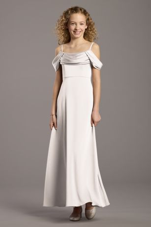 Picture of Matte Satin Cowl Neck A-Line Girls Dress