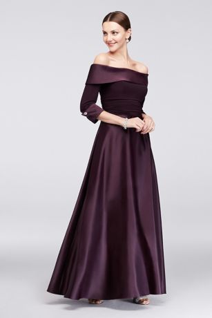 satin gown with sleeves
