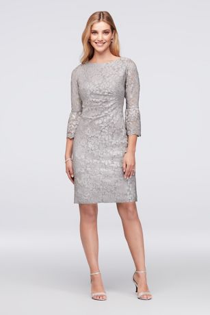 silver lace cocktail dress
