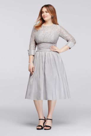 Dress with Lace Bodice and Cuff Sleeves 