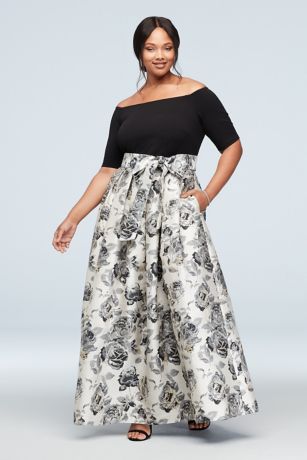 david's bridal black floral dress