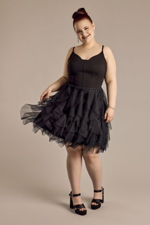 Picture of Corset Ruffle Skirt A-Line Mini Dress