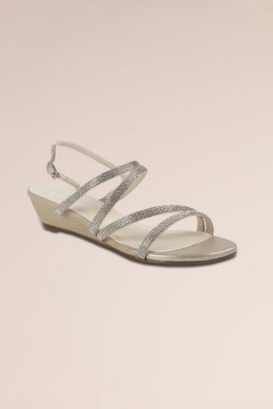 Picture of Shimmered Low Wedge Sandals with Stoned Straps
