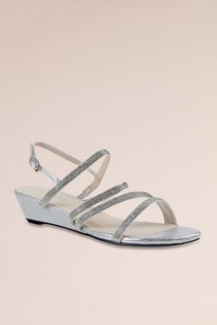 Picture of Shimmered Low Wedge Sandals with Stoned Straps