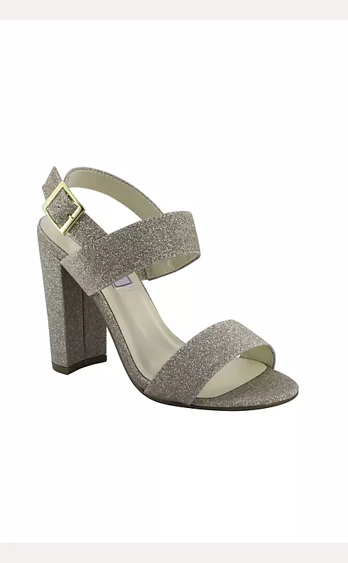 Metallic Glitter Chunky Strap Block Heel Sandals | David's Bridal