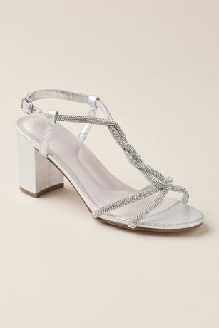 Picture of Twisted Crystal Rope T-Strap Block Heel Sandals