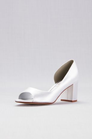 white satin heels