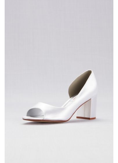 Dyeable Satin D'Orsay Block Heel Peep-Toes - A cutaway inset provides pretty detail on this