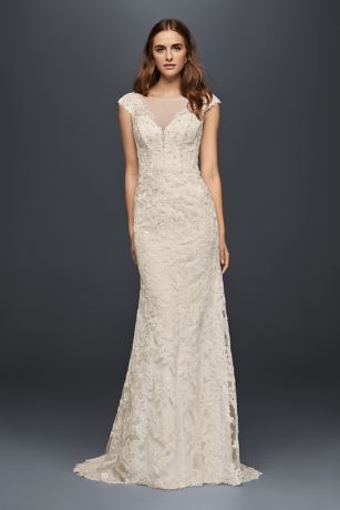 Flower Lace V-Neck Wedding Dress with Empire Waist | David's Bridal