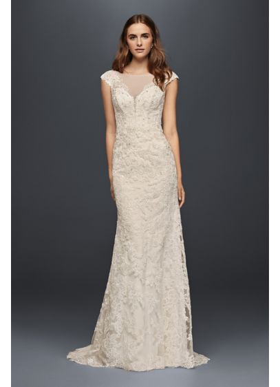 Illusion Lace Sheath Wedding Dress - Davids Bridal