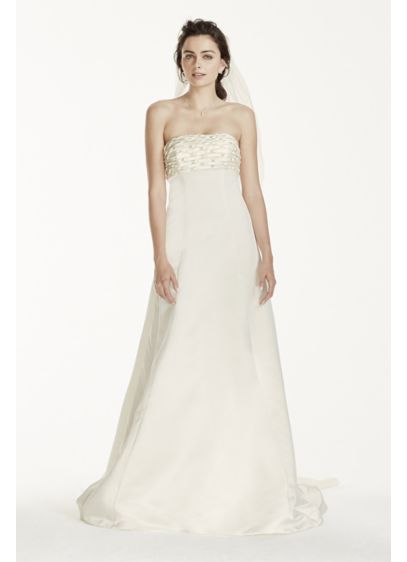 Jewel A-line Wedding Dress with Watteau Train | David's Bridal