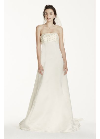 Jewel A line Wedding Dress with Watteau Train David s Bridal Jewel A line Wedding Dress with Watteau Train David s Bridal