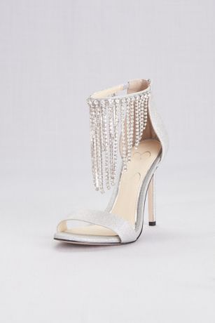 silver fringe heels