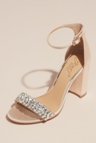 Satin Block Heel Sandal with Marquise Crystals | David's Bridal