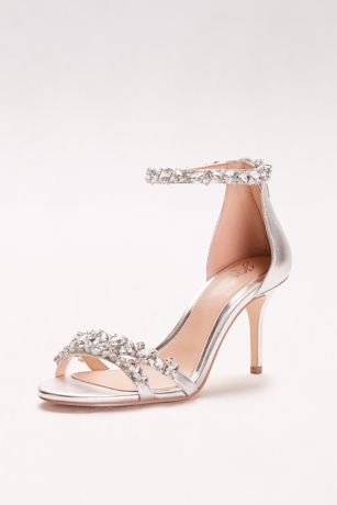 metallic ankle strap heels