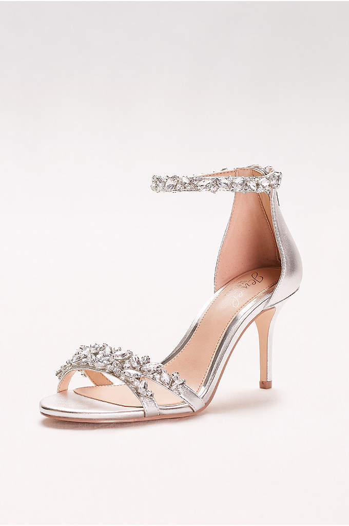 Satin Peep Toe Heels with Ornate Crystal Detail | David's Bridal