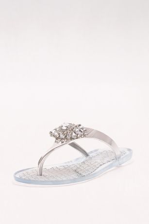 Flower Girl Flip Flop with Flower | David's Bridal