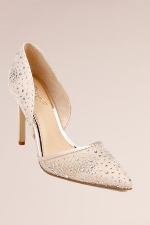 Jewel Badgley Mischka Ivory Pumps (Pointed Toe Pumps with Crystal Embellished Lace)