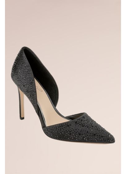 Crystal Embellished Pointed Toe Pumps - These crystal embellished slinky stilettos are a wardrobe
