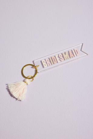 Acrylic Bridesmaid Keychain With Tassel in Pink David's Bridal