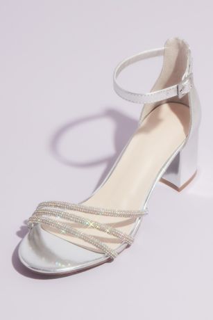 silver prom shoes block heel