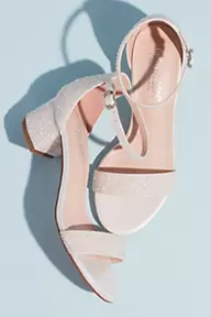 DB Studio Allover Iridescent Pearl Low Block Heel Sandals