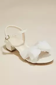 DB Studio Pleated Chiffon Bow Flower Girl Sandals