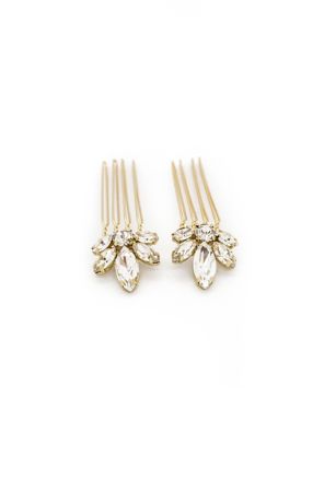 Picture of Swarovski Crystal Marquise Flower Mini Comb Set