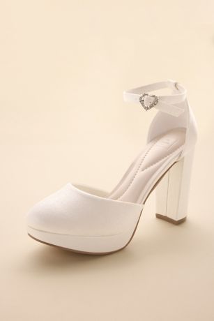 Picture of Round Toe Satin Platform Block Heels