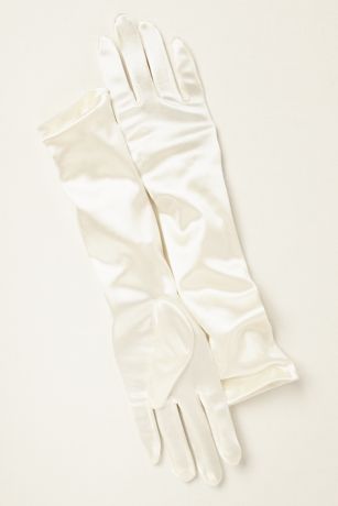 Girls Elbow-Length Satin Gloves | David 