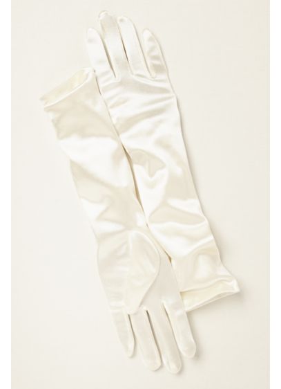 Greatlookz Ivory (Girls Elbow-Length Satin Gloves)