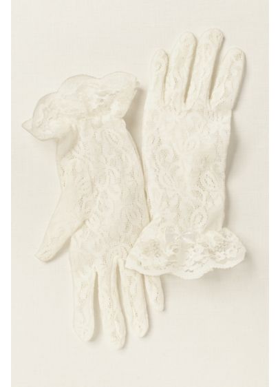 Greatlookz White (Girls Lace Wrist-Length Gloves)