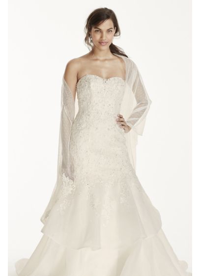 Dot Tulle Wrap with Lace Trim | David's Bridal