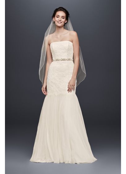 Strapless Lace Trumpet With Tulle Skirt David S Bridal