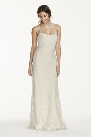 Lace Sheath Dress with Low Crisscross Back | David's Bridal